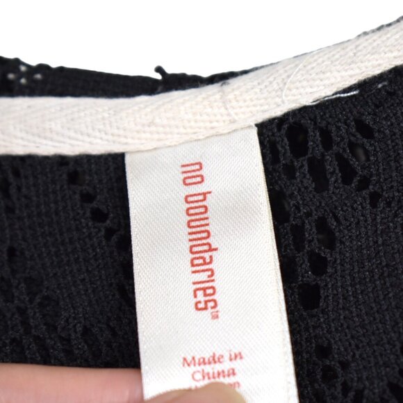 No Boundaries Hoodie XL Womens Floral Knit Lace Black Pullover Polyester - Picture 4 of 9